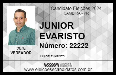 Candidato JUNIOR EVARISTO 2024 - CAMBIRA - Eleições