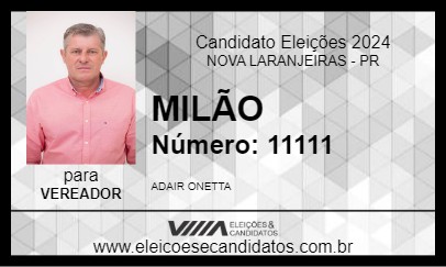 Candidato MILÃO 2024 - NOVA LARANJEIRAS - Eleições