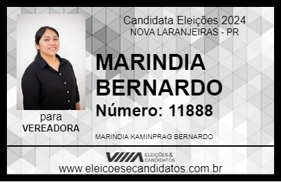 Candidato MARINDIA BERNARDO 2024 - NOVA LARANJEIRAS - Eleições