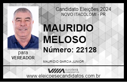 Candidato MAURIDIO MELOSO 2024 - NOVO ITACOLOMI - Eleições