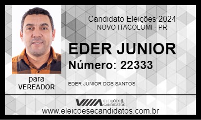 Candidato EDER JUNIOR 2024 - NOVO ITACOLOMI - Eleições