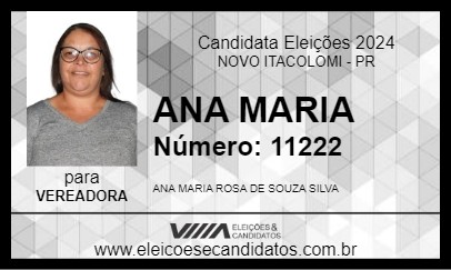 Candidato ANA MARIA 2024 - NOVO ITACOLOMI - Eleições