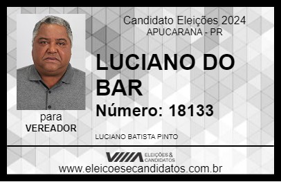 Candidato LUCIANO DO BAR 2024 - APUCARANA - Eleições