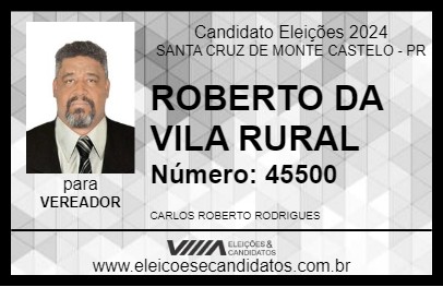 Candidato ROBERTO DA VILA RURAL 2024 - SANTA CRUZ DE MONTE CASTELO - Eleições