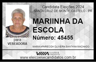 Candidato MARIINHA DA ESCOLA 2024 - SANTA CRUZ DE MONTE CASTELO - Eleições