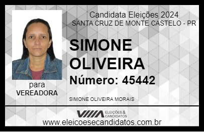 Candidato SIMONE OLIVEIRA 2024 - SANTA CRUZ DE MONTE CASTELO - Eleições