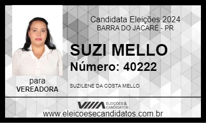 Candidato SUZI MELLO 2024 - BARRA DO JACARÉ - Eleições