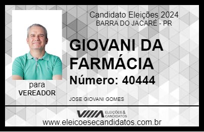 Candidato GIOVANI DA FARMÁCIA 2024 - BARRA DO JACARÉ - Eleições