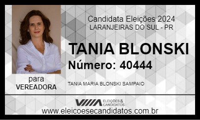 Candidato TANIA BLONSKI 2024 - LARANJEIRAS DO SUL - Eleições