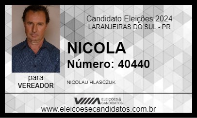 Candidato NICOLA 2024 - LARANJEIRAS DO SUL - Eleições