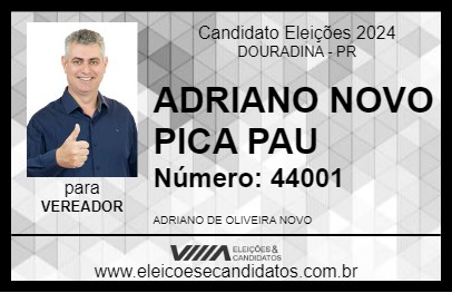 Candidato ADRIANO NOVO PICA PAU 2024 - DOURADINA - Eleições