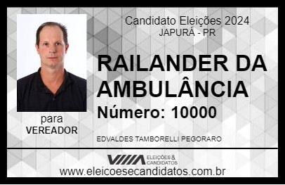 Candidato RAILANDER DA AMBULÂNCIA  2024 - JAPURÁ - Eleições