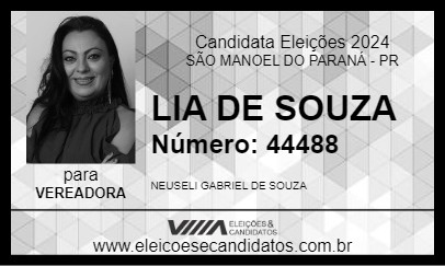 Candidato LIA DE SOUZA 2024 - SÃO MANOEL DO PARANÁ - Eleições