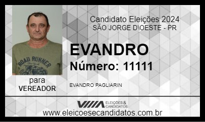 Candidato EVANDRO  2024 - SÃO JORGE D\OESTE - Eleições