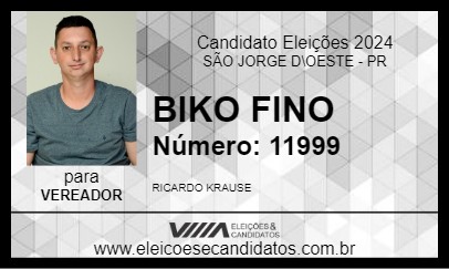 Candidato BIKO FINO 2024 - SÃO JORGE D\OESTE - Eleições