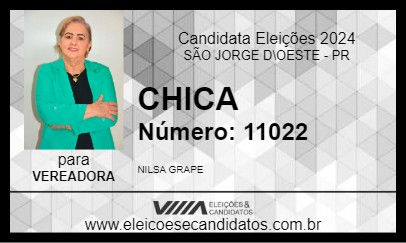 Candidato CHICA  2024 - SÃO JORGE D\OESTE - Eleições