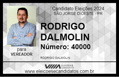 Candidato RODRIGO DALMOLIN 2024 - SÃO JORGE D\OESTE - Eleições