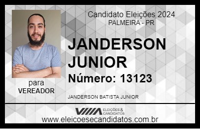 Candidato JANDERSON JUNIOR 2024 - PALMEIRA - Eleições