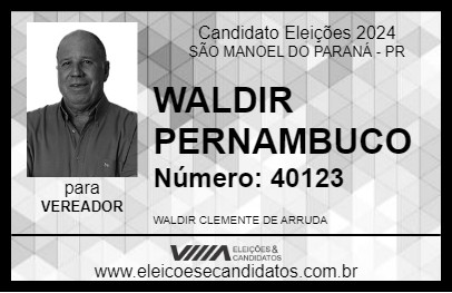 Candidato WALDIR PERNAMBUCO 2024 - SÃO MANOEL DO PARANÁ - Eleições