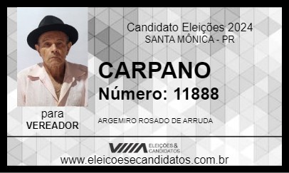 Candidato CARPANO 2024 - SANTA MÔNICA - Eleições