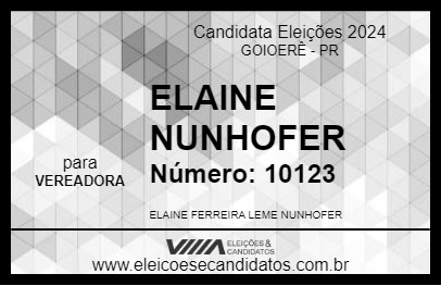 Candidato ELAINE NUNHOFER 2024 - GOIOERÊ - Eleições