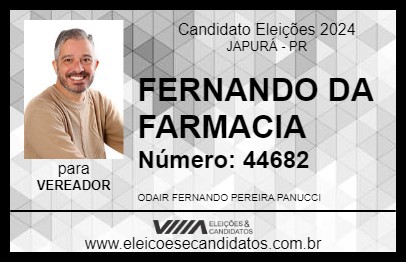 Candidato FERNANDO DA FARMACIA 2024 - JAPURÁ - Eleições