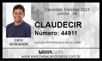 Candidato CLAUDECIR 2024 - JAPURÁ - Eleições