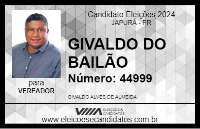 Candidato GIVALDO DO BAILÃO 2024 - JAPURÁ - Eleições