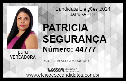 Candidato PATRICIA SEGURANÇA 2024 - JAPURÁ - Eleições