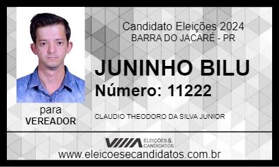 Candidato JUNINHO BILU 2024 - BARRA DO JACARÉ - Eleições