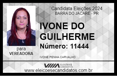 Candidato IVONE DO GUILHERME 2024 - BARRA DO JACARÉ - Eleições