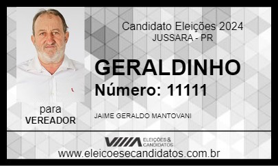 Candidato GERALDINHO 2024 - JUSSARA - Eleições