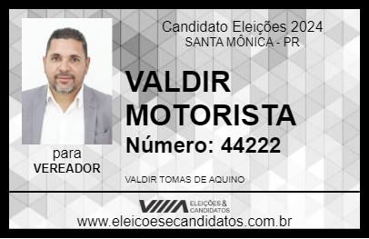 Candidato VALDIR MOTORISTA 2024 - SANTA MÔNICA - Eleições