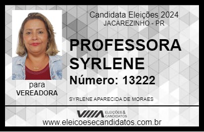 Candidato PROFESSORA SYRLENE 2024 - JACAREZINHO - Eleições