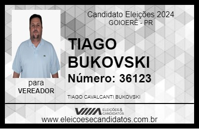 Candidato TIAGO BUKOVSKI 2024 - GOIOERÊ - Eleições