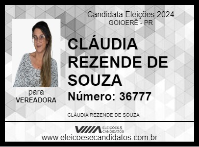 Candidato CLÁUDIA REZENDE DE SOUZA 2024 - GOIOERÊ - Eleições