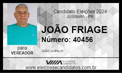 Candidato JOÃO FRIAGE  2024 - JUSSARA - Eleições