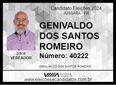 Candidato GENIVALDO  DOS SANTOS  ROMEIRO 2024 - JUSSARA - Eleições