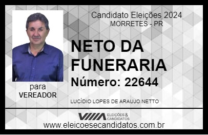 Candidato NETO DA FUNERARIA 2024 - MORRETES - Eleições