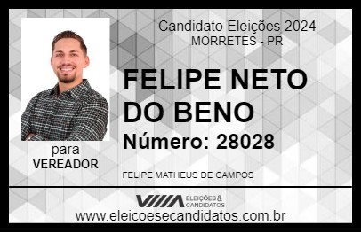 Candidato FELIPE NETO DO BENO 2024 - MORRETES - Eleições