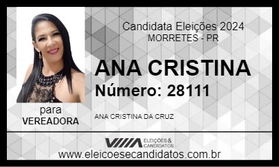 Candidato ANA CRISTINA 2024 - MORRETES - Eleições