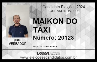 Candidato MAIKON DO TÁXI 2024 - QUITANDINHA - Eleições