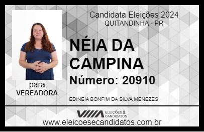 Candidato NÉIA DA CAMPINA 2024 - QUITANDINHA - Eleições