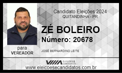 Candidato ZÉ BOLEIRO 2024 - QUITANDINHA - Eleições