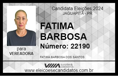 Candidato FATIMA BARBOSA 2024 - JAGUAPITÃ - Eleições