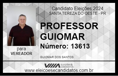 Candidato PROFESSOR GUIOMAR 2024 - SANTA TEREZA DO OESTE - Eleições