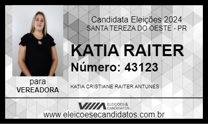 Candidato KATIA RAITER 2024 - SANTA TEREZA DO OESTE - Eleições