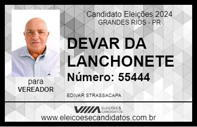 Candidato DEVAR DA LANCHONETE 2024 - GRANDES RIOS - Eleições