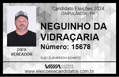 Candidato NEGUINHO DA VIDRAÇARIA 2024 - ITAIPULÂNDIA - Eleições