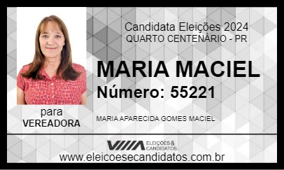 Candidato MARIA MACIEL 2024 - QUARTO CENTENÁRIO - Eleições